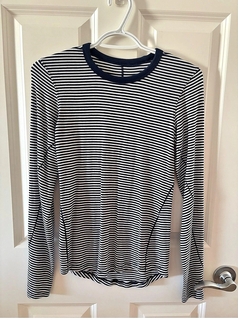Lululemon Hold Tight Long-Sleeve Shirt Striped Top Navy & White